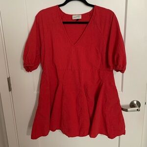 Red V-Neck Dress Large